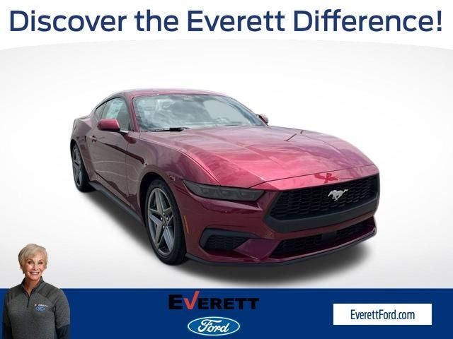2026 Ford Mustang EcoBoost in Molten Mag Meta — front three-quarter view
