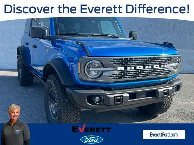 2025 Ford Bronco Badlands in Velocity Blue Metallic — front three-quarter view