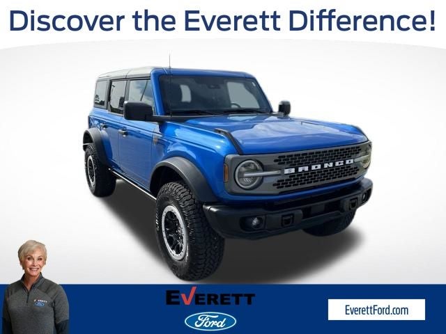 2026 Ford Bronco Badlands in Velocity Blue Metallic — front three-quarter view
