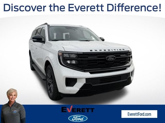 2026 Ford Expedition Max Platinum in Star White Metallic Tri-Coat — front three-quarter view
