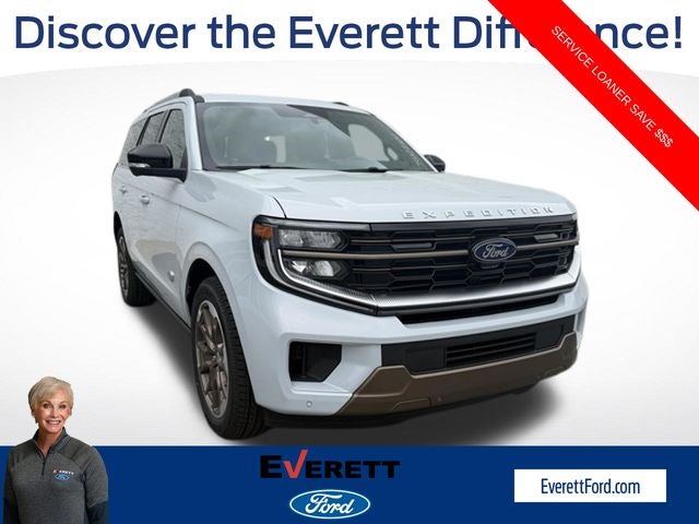 2026 Ford Expedition King Ranch in Space Silver Metallic — front three-quarter view