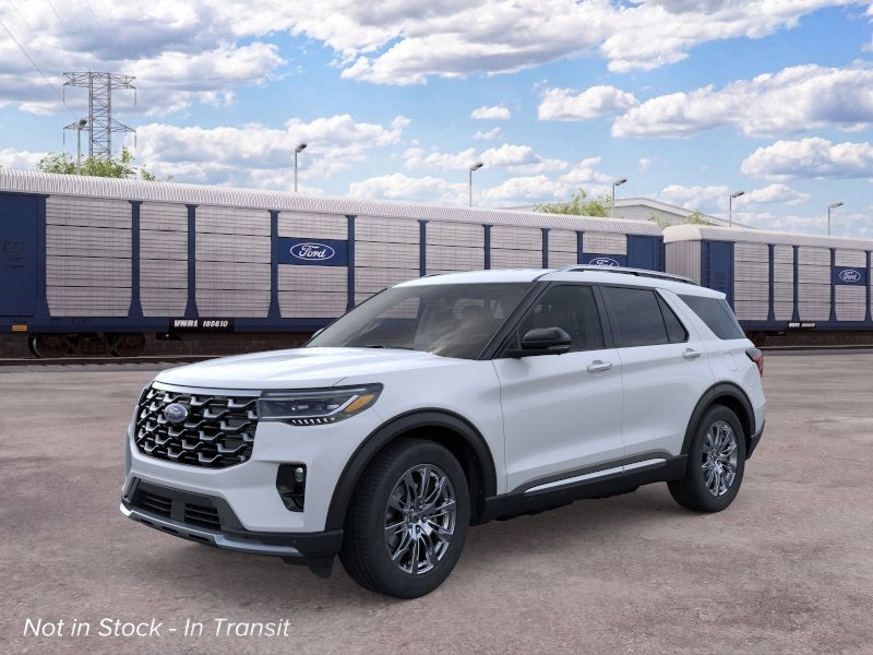 2026 Ford Explorer Platinum in Space White Metallic — front three-quarter view