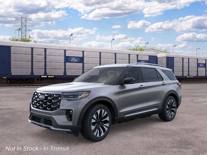 2026 Ford Explorer Platinum in Carbonized Gray Metallic — front three-quarter view