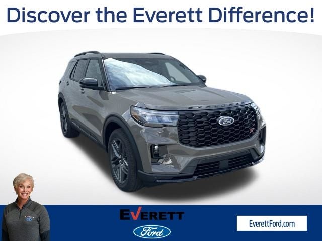 2026 Ford Explorer ST in Marsh Gray — front three-quarter view
