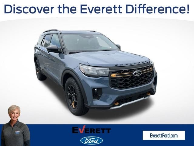 2026 Ford Explorer Tremor in Vapor Blue — front three-quarter view