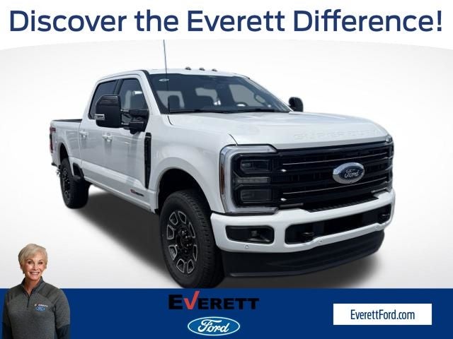 2026 Ford F-250SD Platinum in Star White Metallic Tri-Coat — front three-quarter view