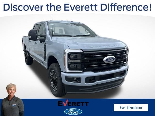2026 Ford F-250SD Platinum in Gray Metallic — front three-quarter view