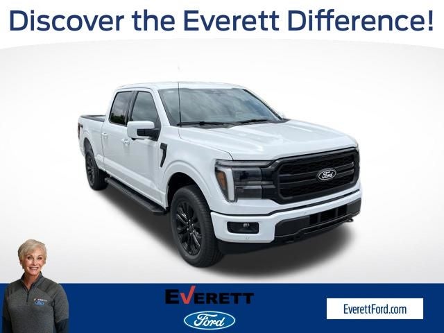 2026 Ford F-150 Lariat in Oxford White — front three-quarter view