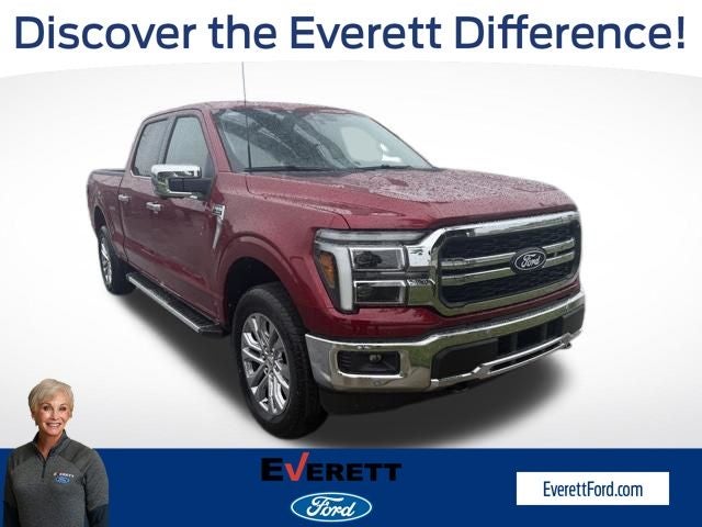 2026 Ford F-150 Lariat in Ruby Red Metallic Tinted Clearcoat — front three-quarter view