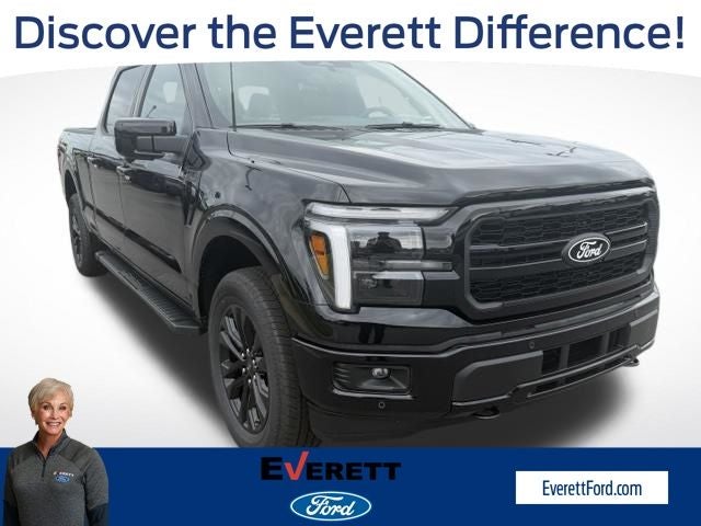 2026 Ford F-150 Lariat in Agate Black Metallic — front three-quarter view