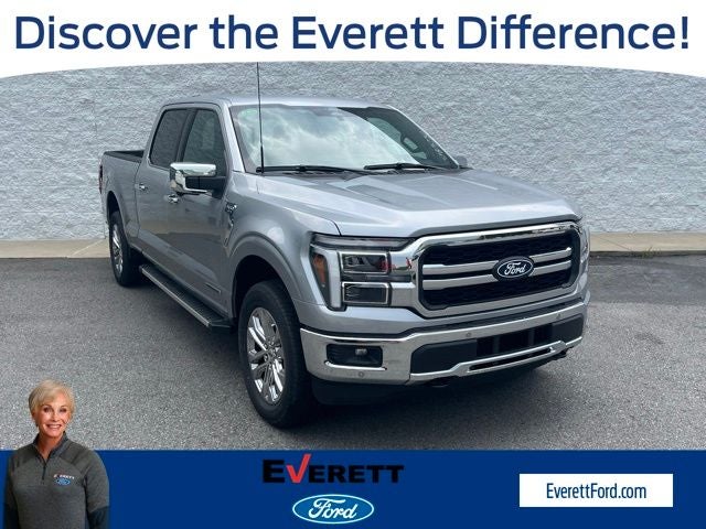 2025 Ford F-150 Lariat in Iconic Silver Metallic — front three-quarter view