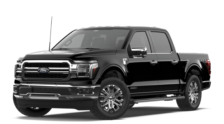 2026 Ford F-150 Lariat in Agate Black Metallic — front three-quarter view