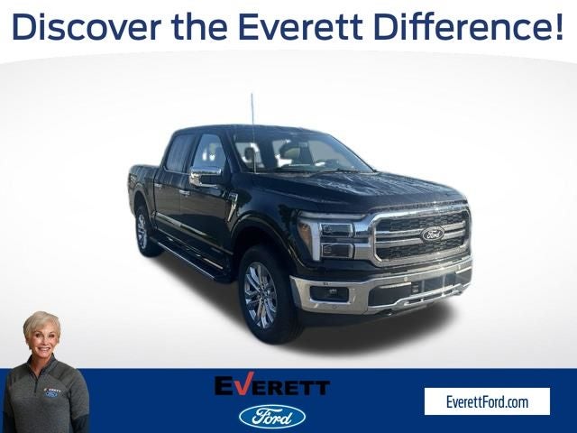 2026 Ford F-150 Lariat in Agate Black Metallic — front three-quarter view