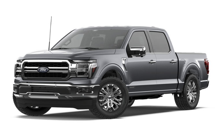 2026 Ford F-150 Lariat in Gray — front three-quarter view