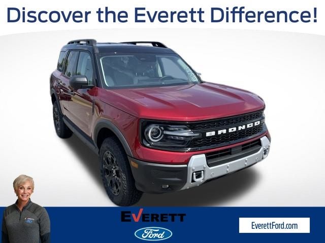 2026 Ford Bronco Sport Badlands in Ruby Red Metallic Tinted Clearcoat — front three-quarter view