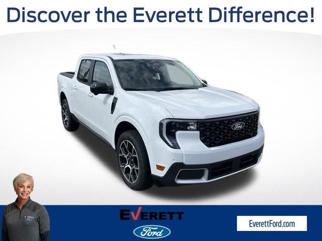 2026 Ford Maverick Lariat in Oxford White — front three-quarter view