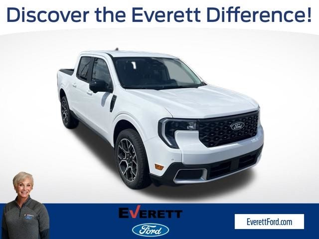 2026 Ford Maverick Lariat in Oxford White — front three-quarter view