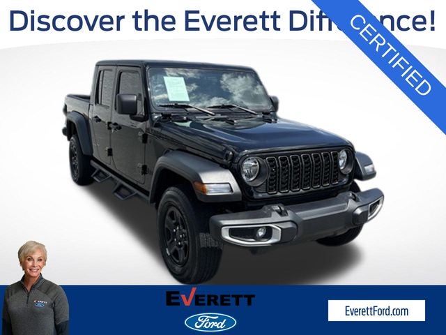 2024 Jeep Gladiator Sport in Black Clearcoat — front three-quarter view