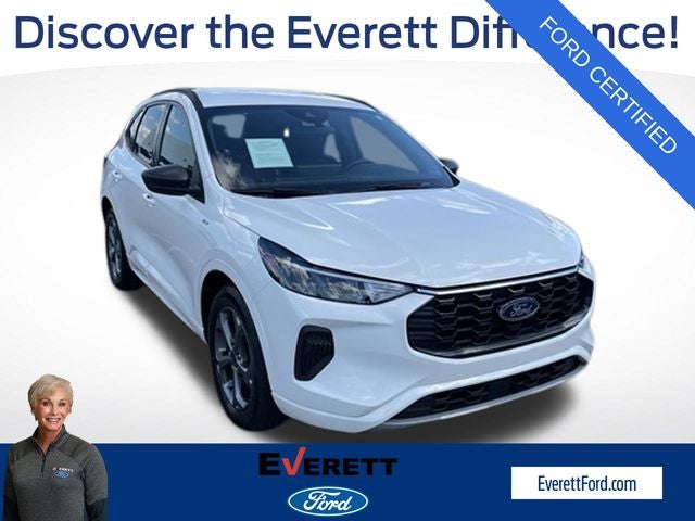 2023 Ford Escape ST-Line in White Metallic — front three-quarter view