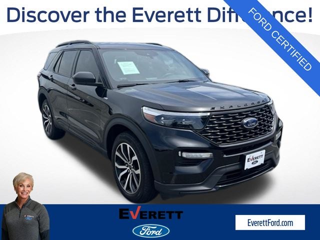 2023 Ford Explorer ST-Line in Black Metallic — front three-quarter view