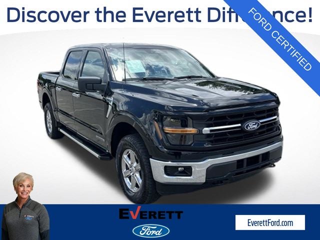 2025 Ford F-150 XLT in Black Metallic — front three-quarter view