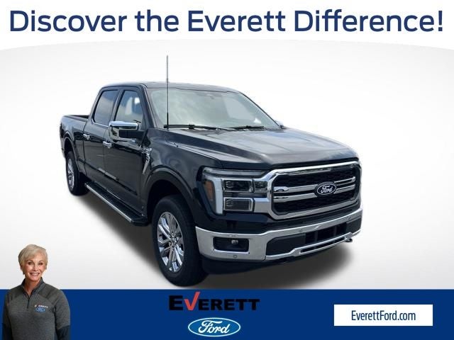 2026 Ford F-150 Lariat in Agate Black Metallic — front three-quarter view