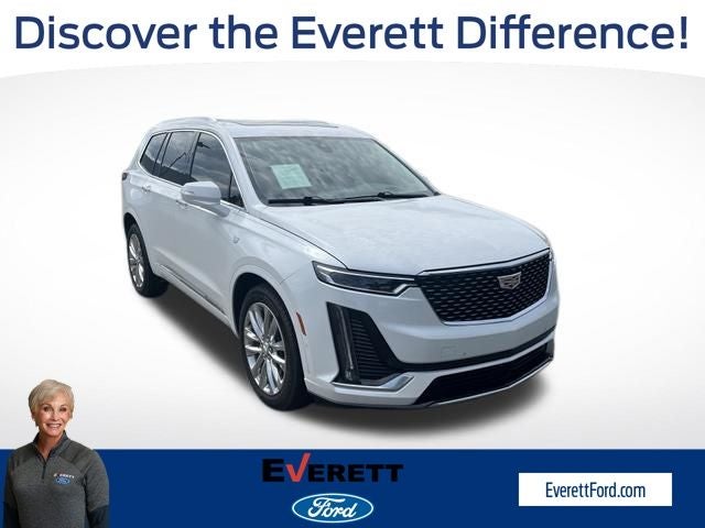 2024 Cadillac XT6 Premium Luxury in Crystal White — front three-quarter view